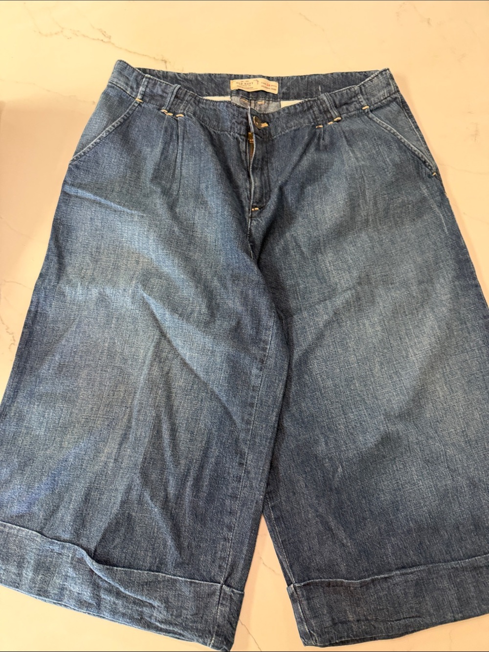Old Navy Wide-Leg Denim Culottes - Medium Blue